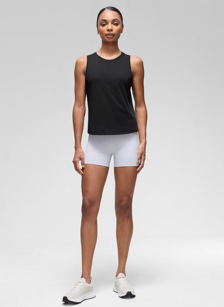 CRZ YOGA Women's Yoga Loose Fit Tops Pima Cotton Crop Tank Round Neck Black