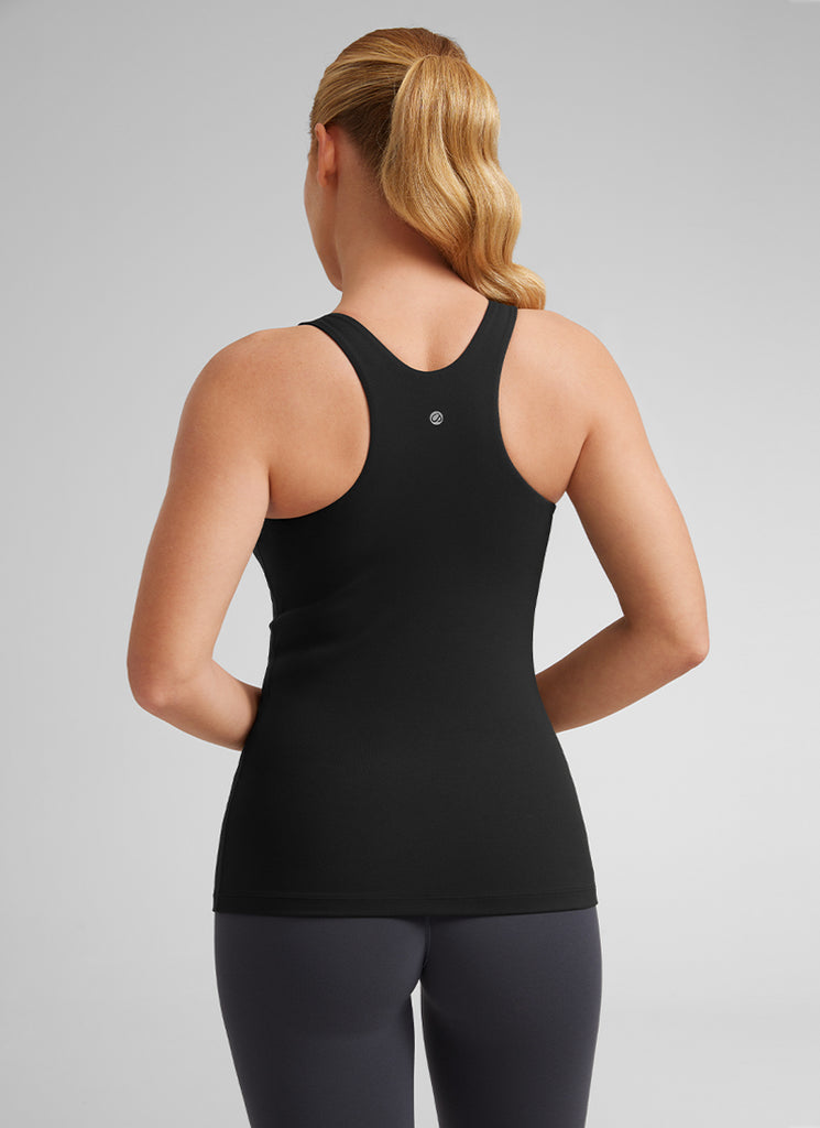 CRZ YOGA Women's Yoga Slim Fit Top Butterluxe Tank Racerback High Neck Deep Red