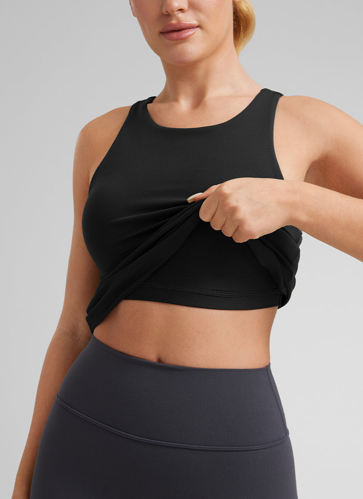 CRZ YOGA Women's Yoga Slim Fit Top Butterluxe Tank Racerback High Neck Black