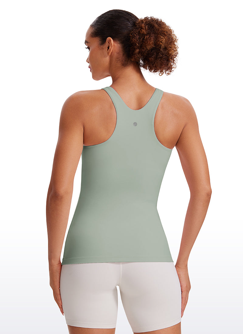 CRZ YOGA Women's Yoga Slim Fit Top Butterluxe Tank Racerback High Neck True Navy