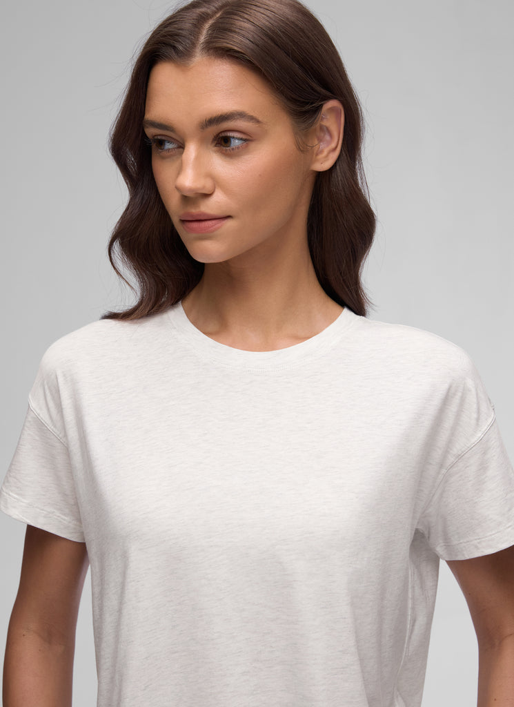 CRZ YOGA Women's Yoga Loose Fit Shirt Pima Cotton Short Sleeves White