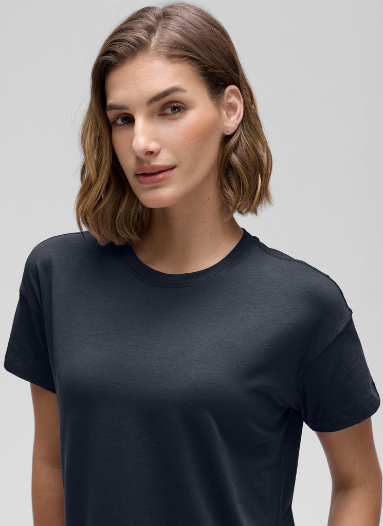 CRZ YOGA Women's Yoga Loose Fit Shirt Pima Cotton Short Sleeves Twilight Rose Pink