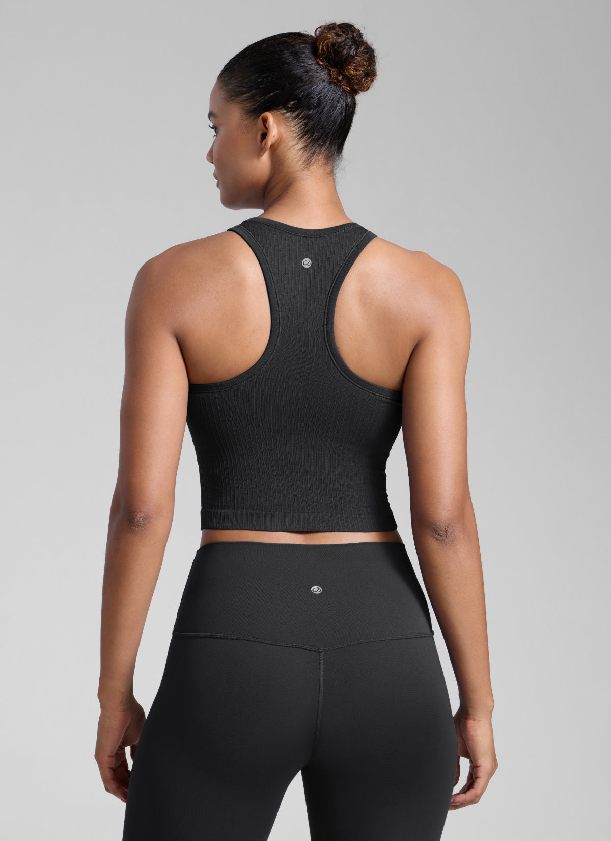 CRZ YOGA Women's Yoga Slim Fit Tops Seamless Longline Tank High Neck Black