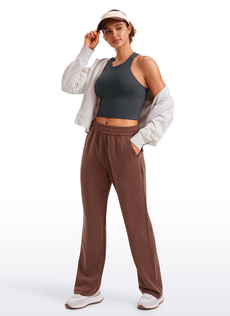 CRZ YOGA Women's Yoga Slim Fit Tops Seamless Longline Tank High Neck Mysterious Grey