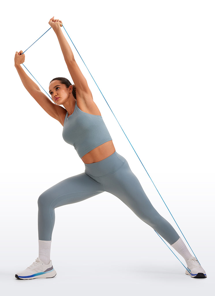 CRZ YOGA Women's Yoga Slim Fit Tops Seamless Longline Tank High Neck Sparkle Blue