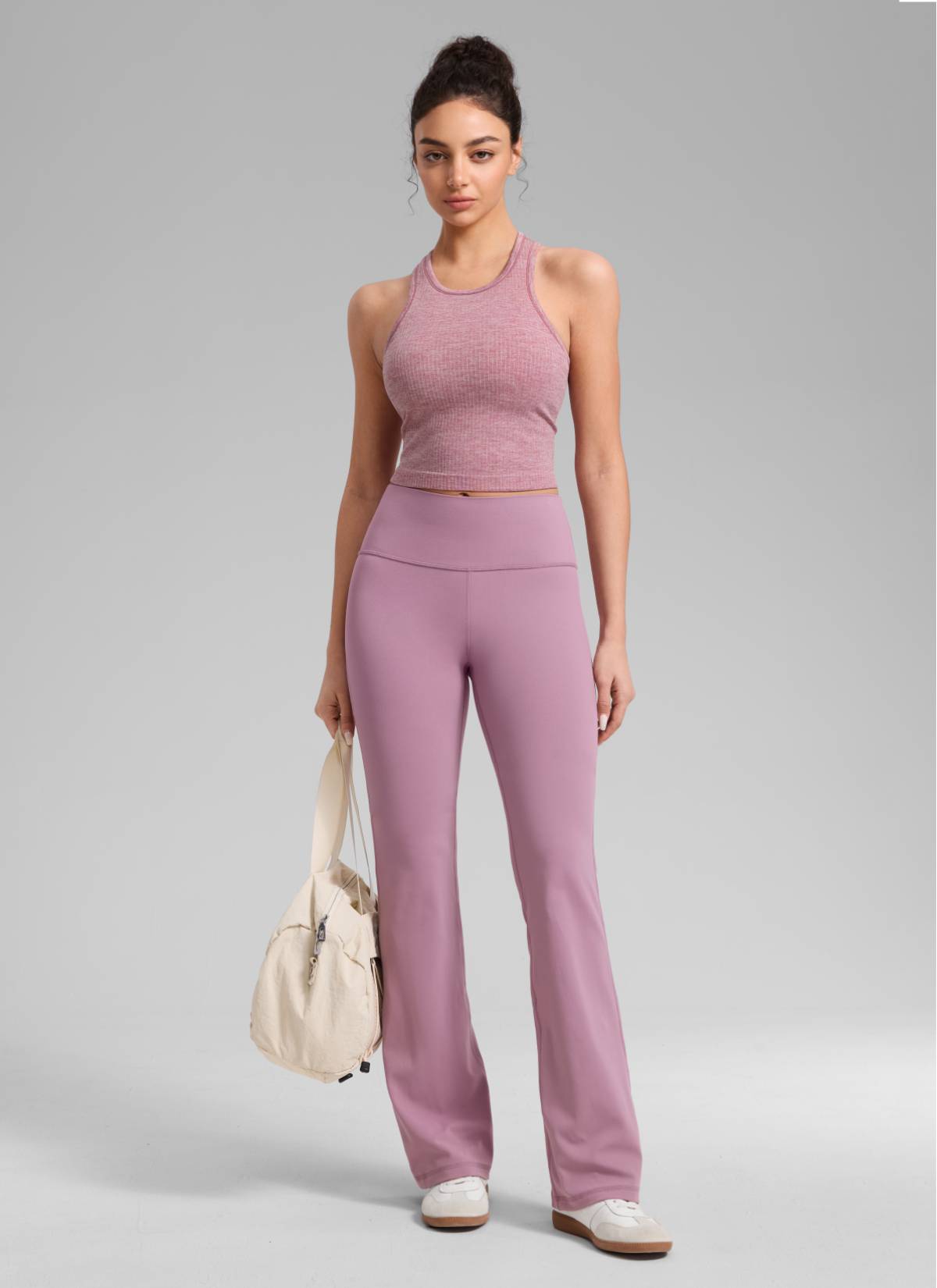 CRZ YOGA Women's Yoga Slim Fit Tops Seamless Longline Tank High Neck Misty Merlot