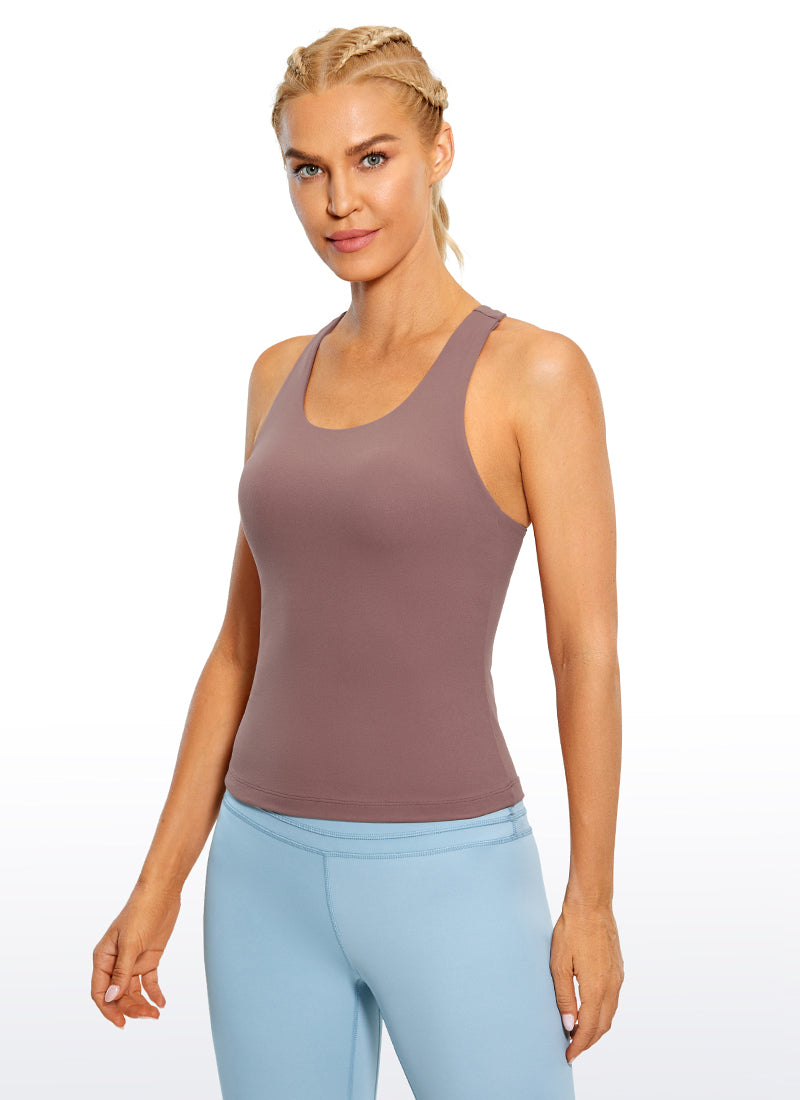 Butterluxe Waist Length Built-in Bra Tank Racerback