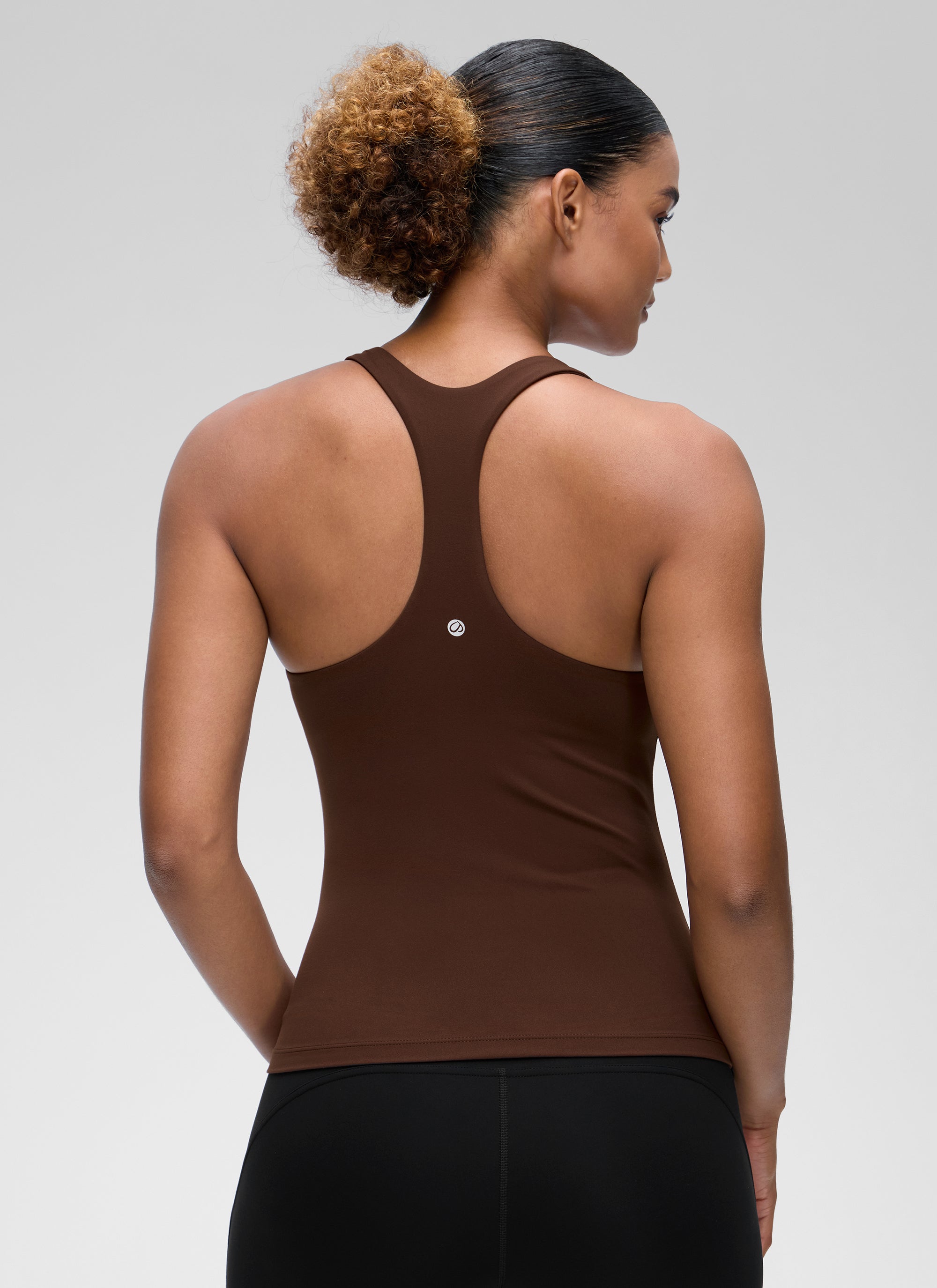 CRZ YOGA Women's Yoga Tight Fit Tops Butterluxe Built-in Bra Tank Lava Brown