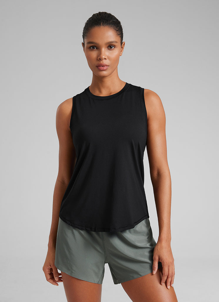 CRZ YOGA Women's Running Relaxed Fit Ultralight Tank Top Racerback Silver Mist