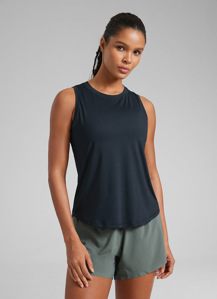 CRZ YOGA Women's Running Relaxed Fit Ultralight Tank Top Racerback Platinum Heather