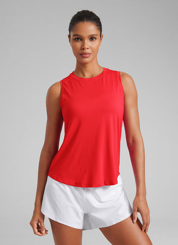 CRZ YOGA Women's Running Relaxed Fit Ultralight Tank Top Racerback Deep Red