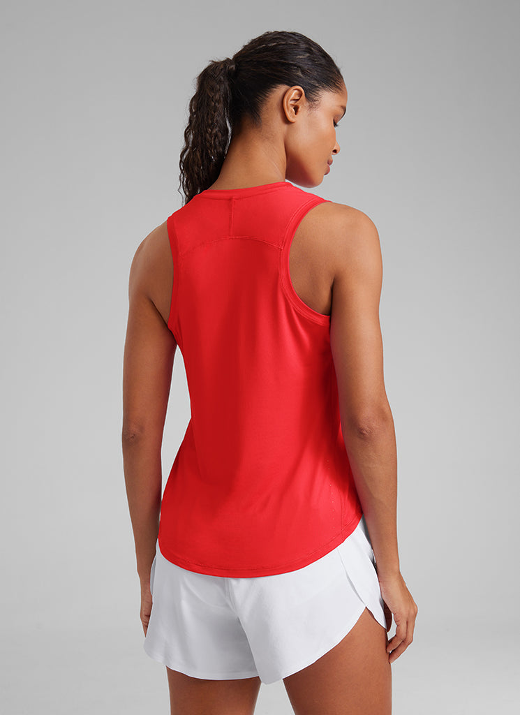 CRZ YOGA Women's Running Relaxed Fit Ultralight Tank Top Racerback Deep Red
