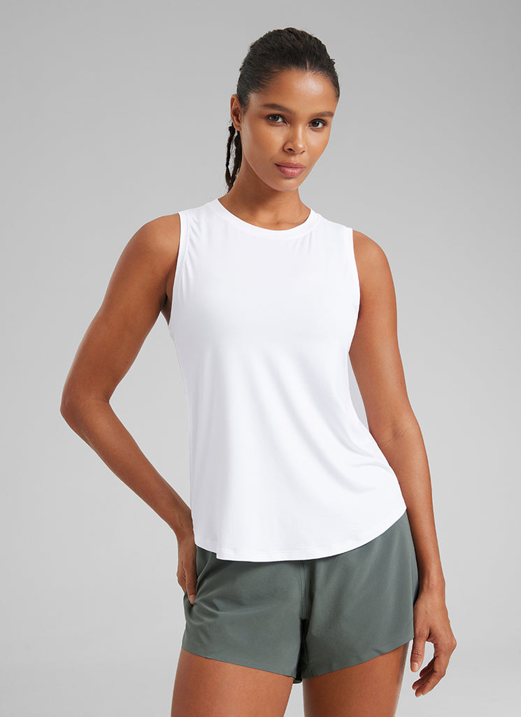 CRZ YOGA Women's Running Relaxed Fit Ultralight Tank Top Racerback Blue Linen