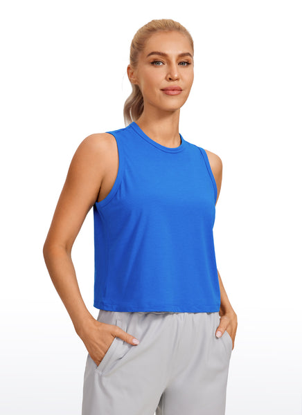 CRZ YOGA Women's Yoga Loose Fit Top Pima Cotton Crop Tank High