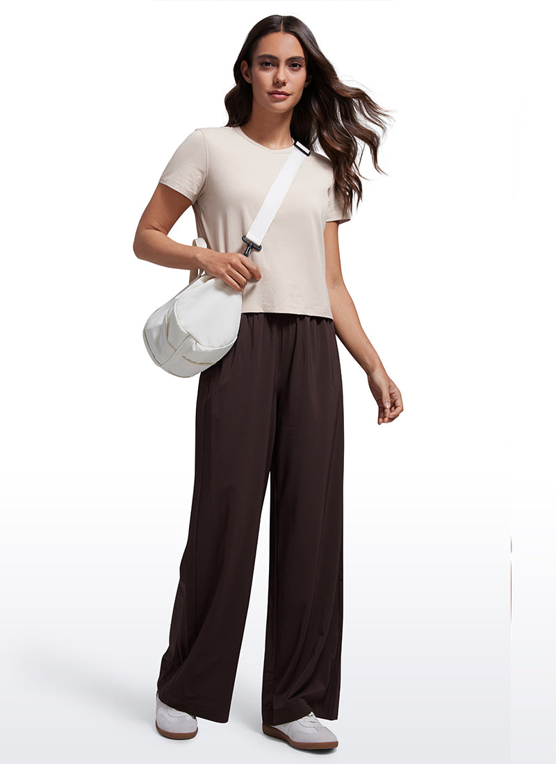 Pima Cotton High Neck Cropped Short Sleeve