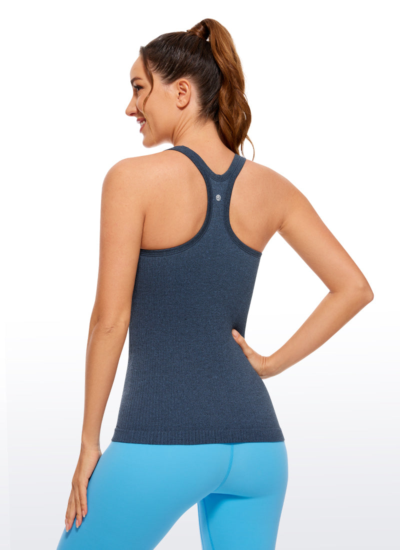 Seamless Ribbed Hip Length Tanks Racerback