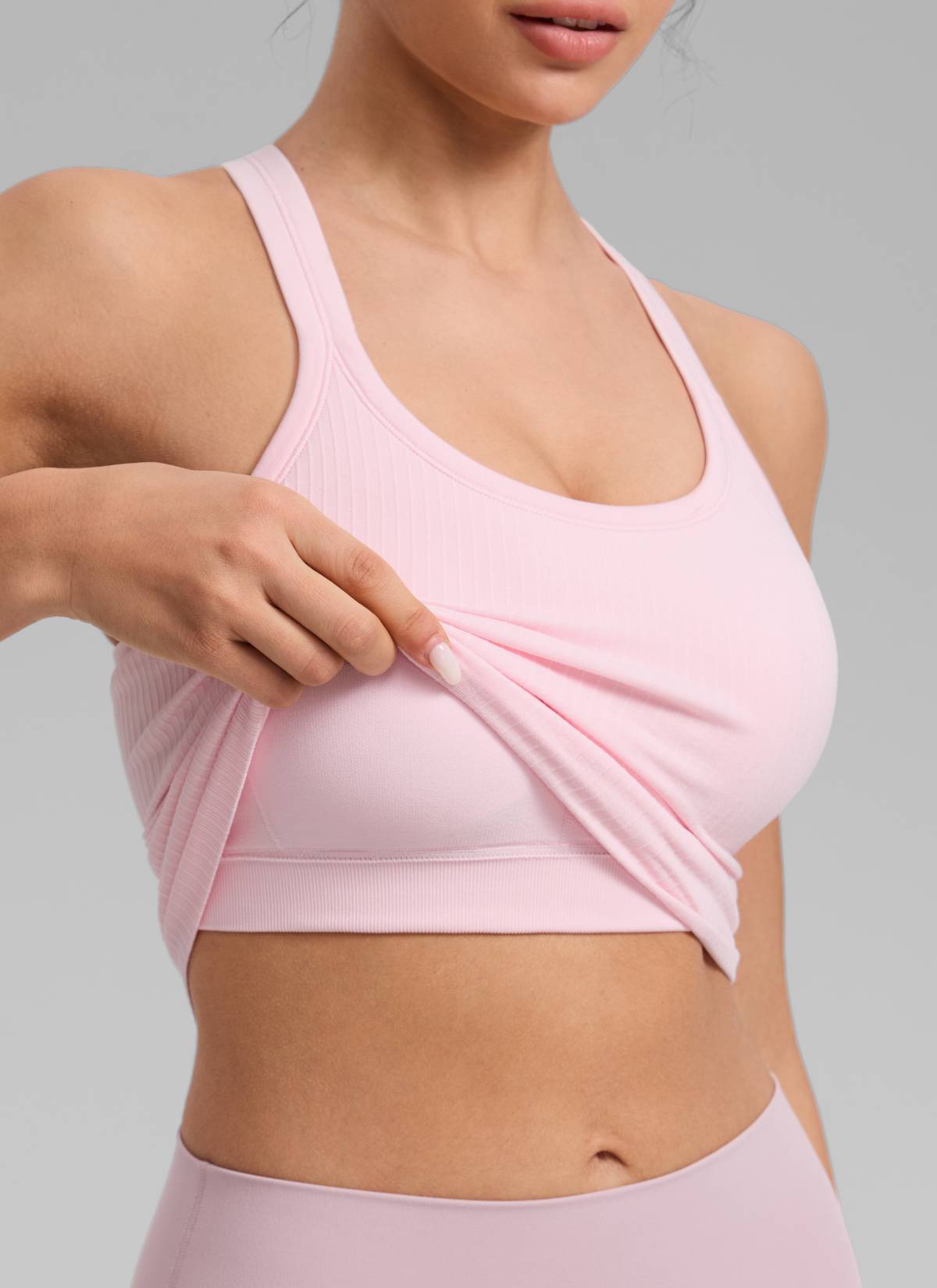 CRZ YOGA Women's Yoga Slim Fit Seamless Tank Crew Neck Waist Length Strawberry Pink