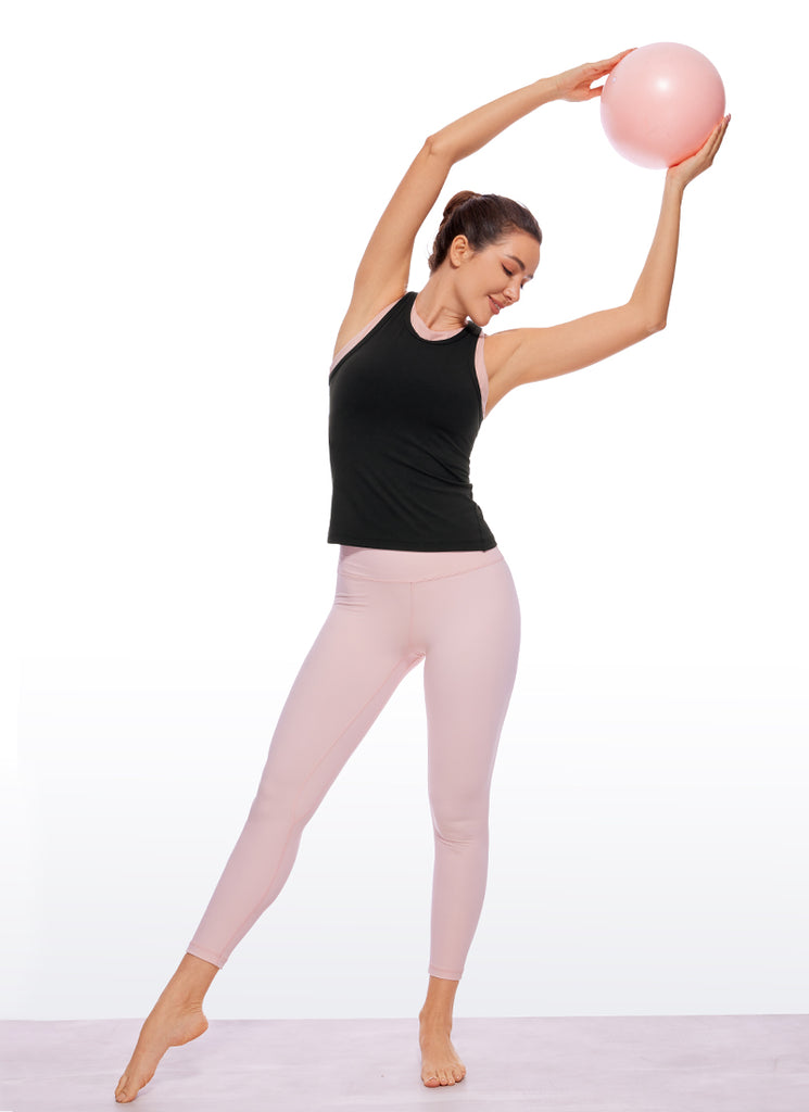 CRZ YOGA Women's Yoga Tight Fit Tops Butterluxe Tank Top High Neck Deep Purple