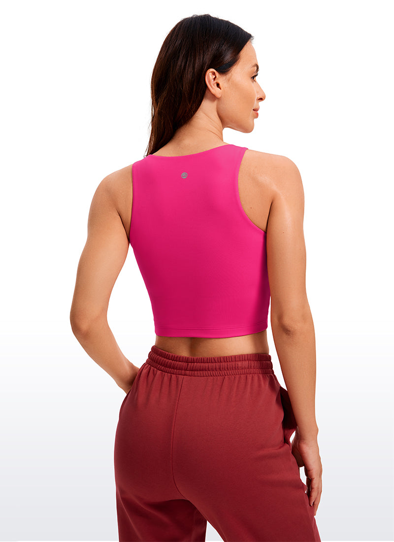 Butterluxe Cropped High Neck Tank Tops Wide Back