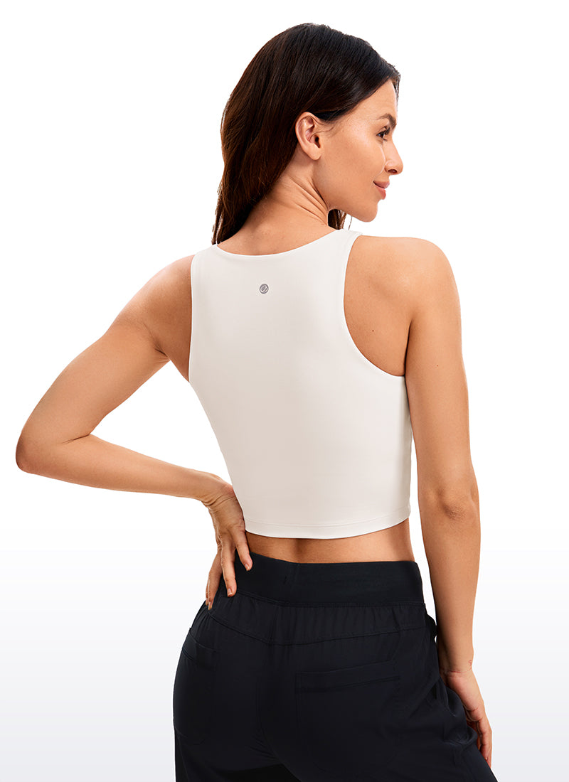 Butterluxe Cropped High Neck Tank Tops Wide Back