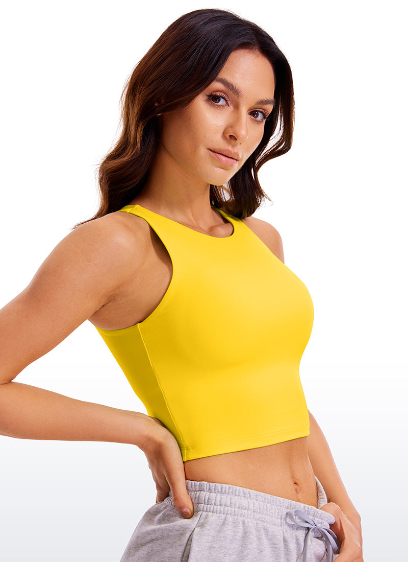 Butterluxe Cropped High Neck Tank Tops Wide Back