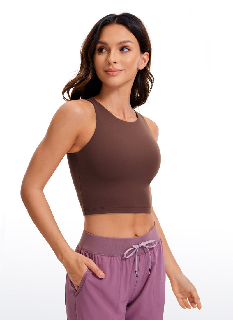 Butterluxe Cropped High Neck Tank Tops Wide Back