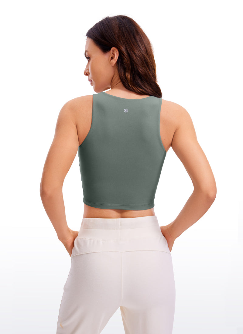 Butterluxe Cropped High Neck Tank Tops Wide Back