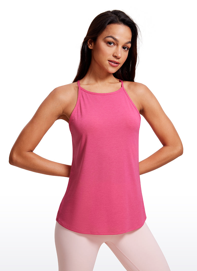 Halter Hip-Length High Neck Tank