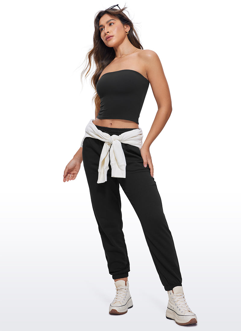 CRZ YOGA Women's Casual Butterluxe Tight Fit Strapless Tops Black