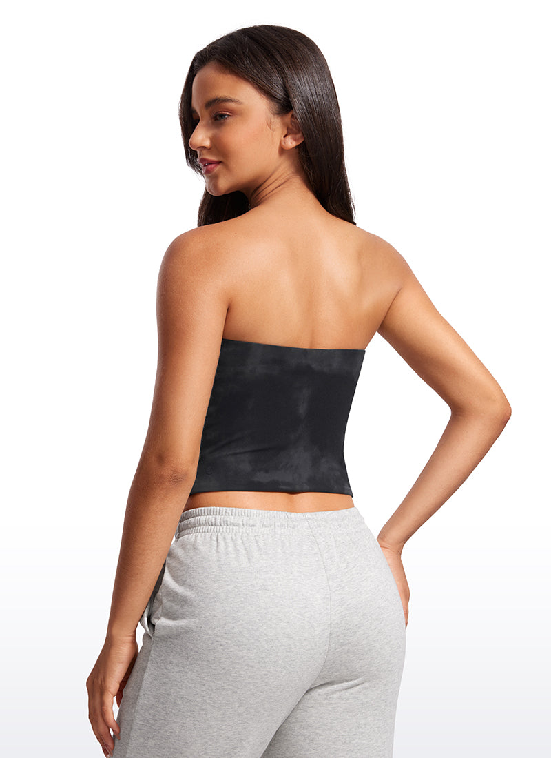 CRZ YOGA Women's Casual Butterluxe Tight Fit Strapless Tops Grey Sage