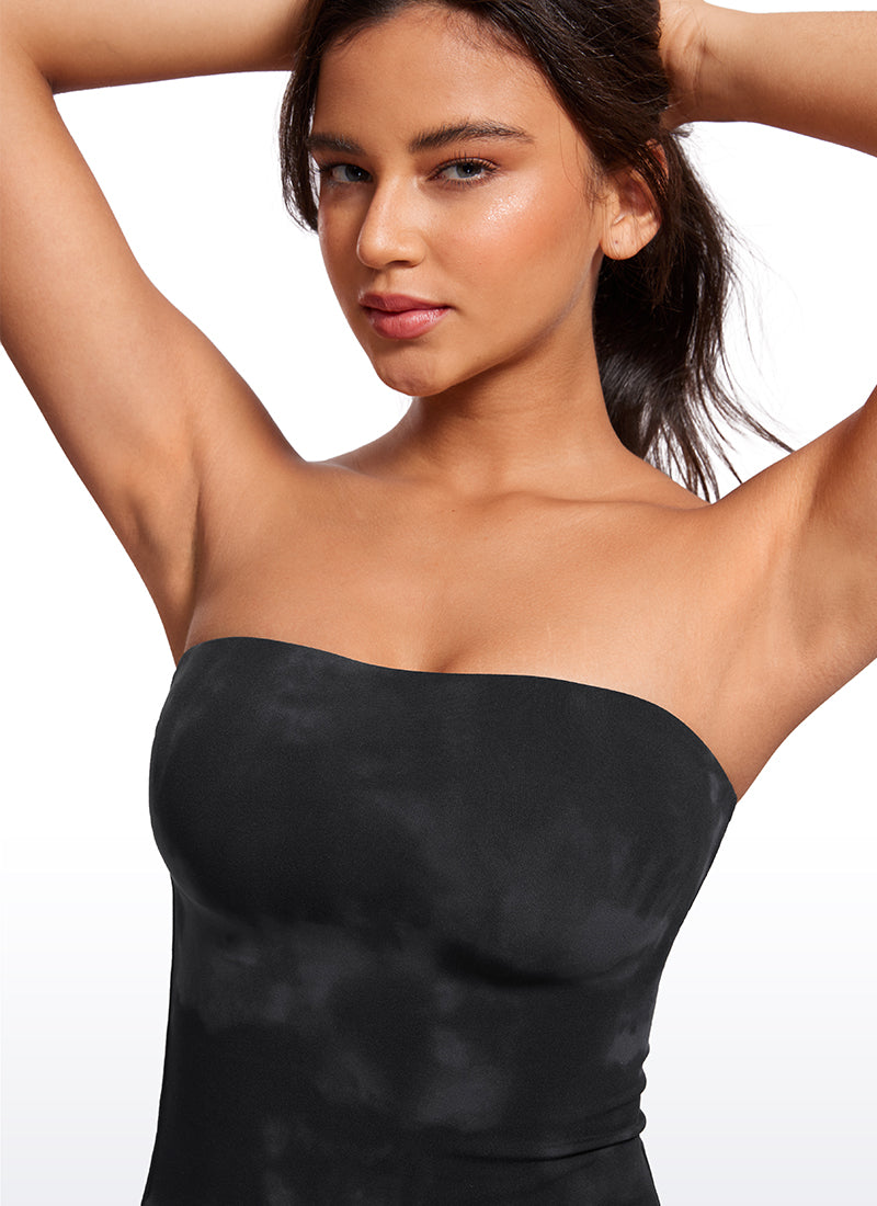 CRZ YOGA Women's Casual Butterluxe Tight Fit Strapless Tops White Apricot