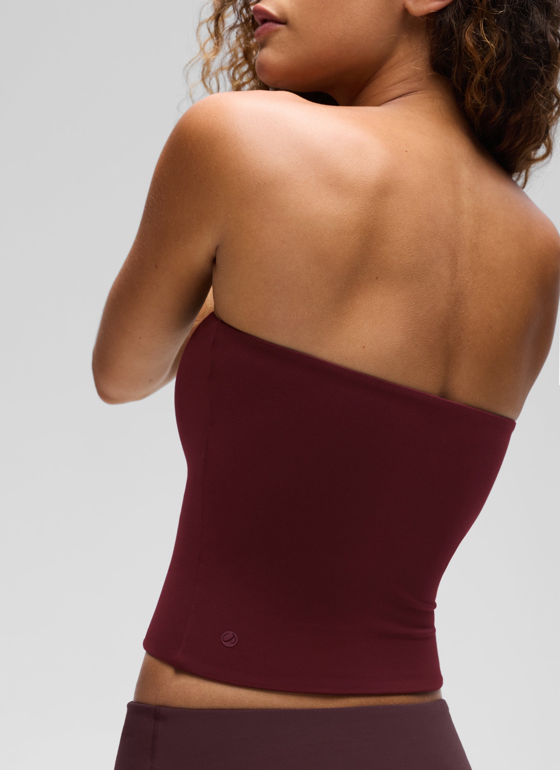 CRZ YOGA Women's Casual Butterluxe Tight Fit Strapless Tops Red Merlot