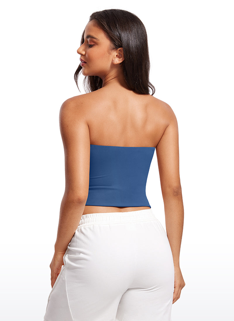 CRZ YOGA Women's Casual Butterluxe Tight Fit Strapless Tops Taupe