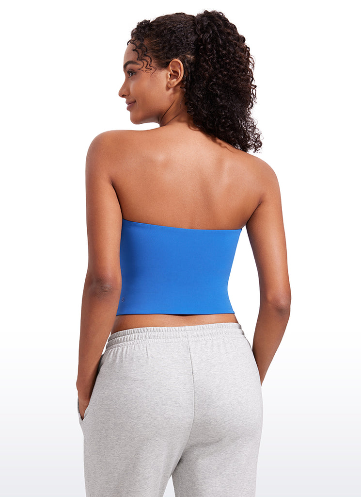 CRZ YOGA Women's Casual Butterluxe Tight Fit Strapless Tops Green Palm Court