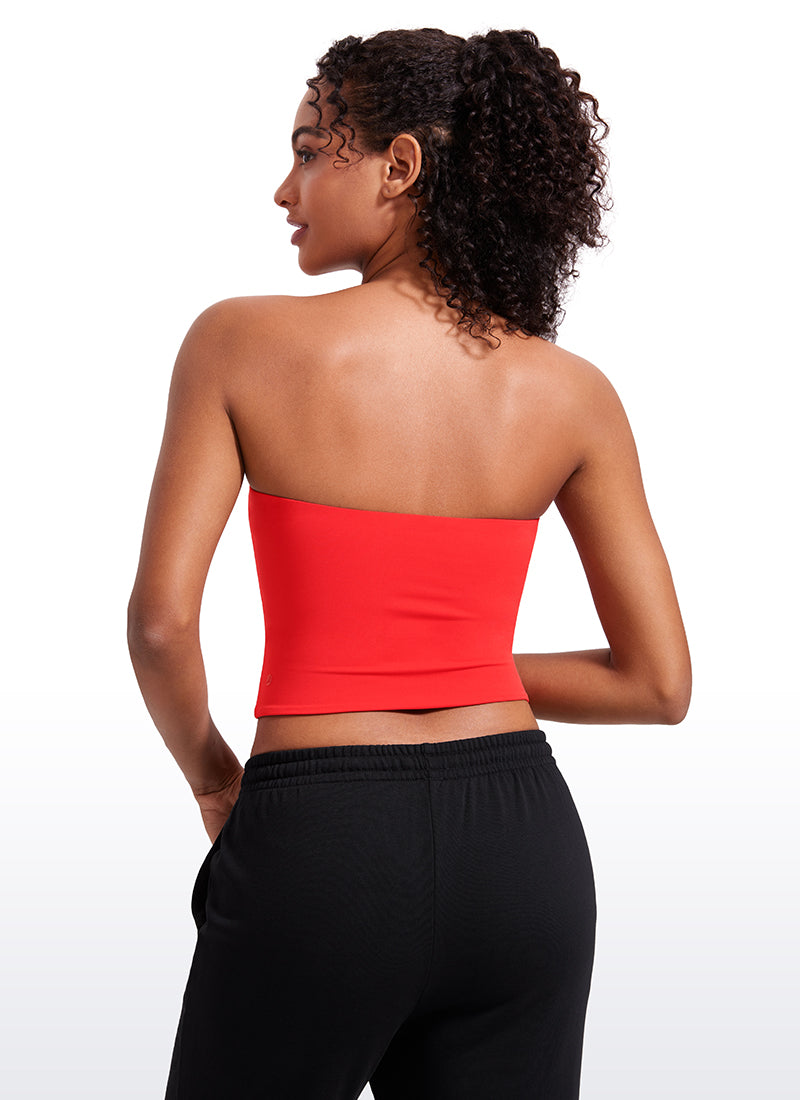CRZ YOGA Women's Casual Butterluxe Tight Fit Strapless Tops Taupe