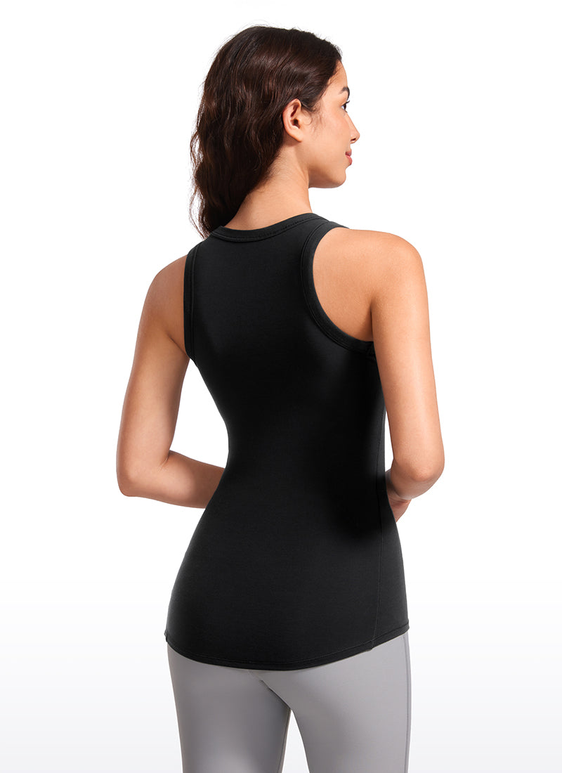 Hip Length High Neck Ribbed Racerback Tank