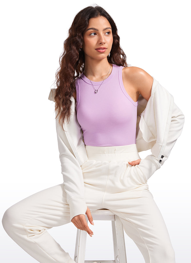Hip Length High Neck Ribbed Racerback Tank