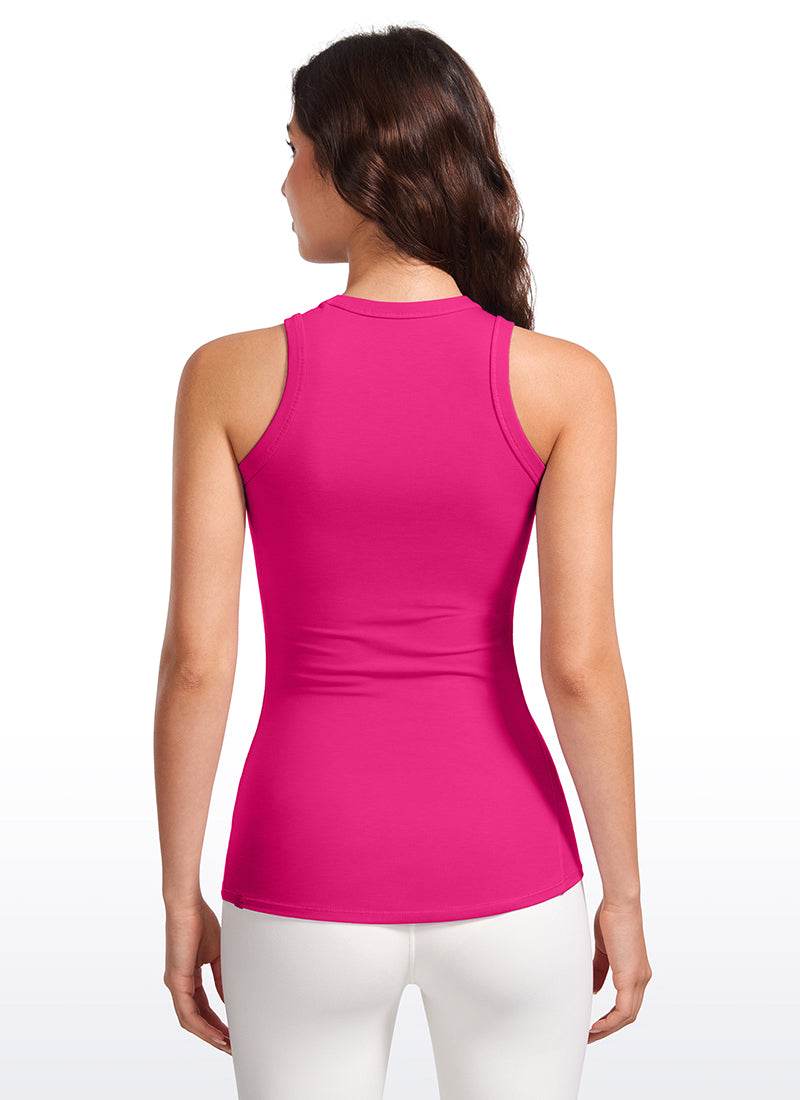 Hip Length High Neck Ribbed Racerback Tank
