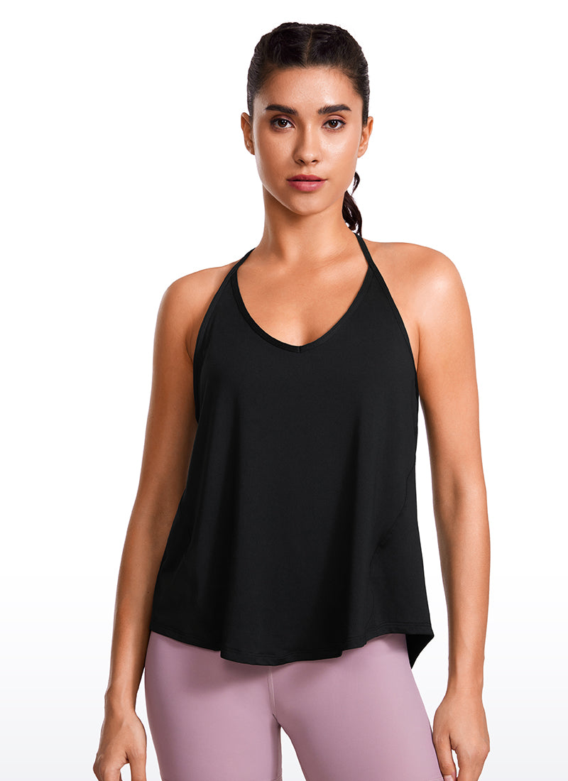 Lightweight Tie Back Halter V Neck Tank