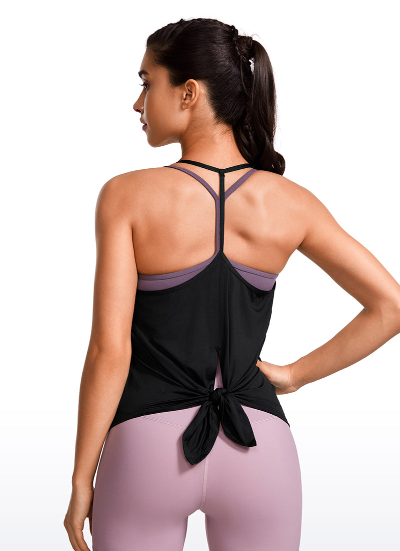 Lightweight Tie Back Halter V Neck Tank