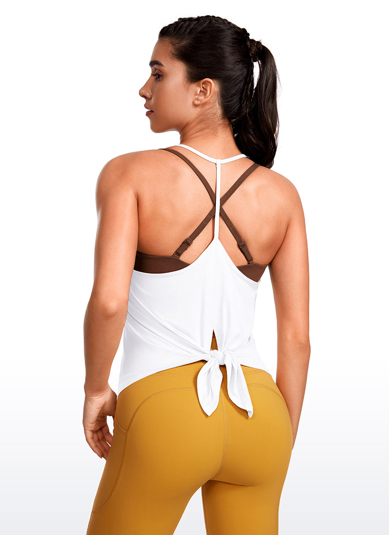 Lightweight Tie Back Halter V Neck Tank