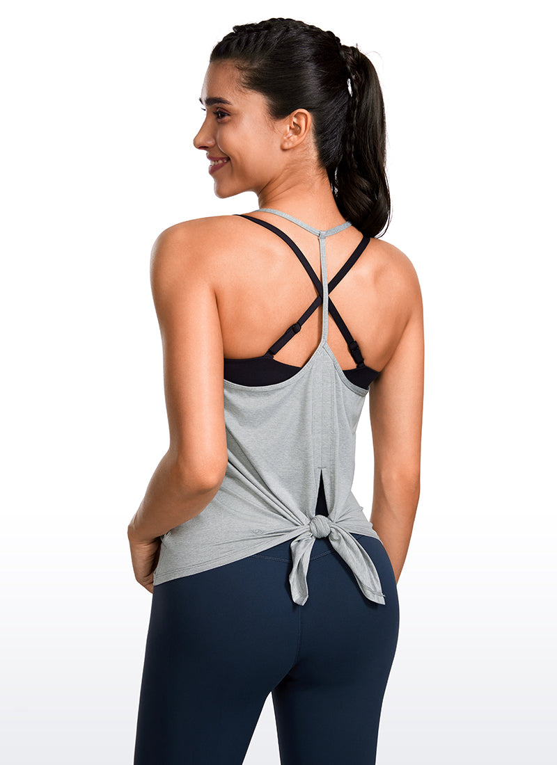 Lightweight Tie Back Halter V Neck Tank