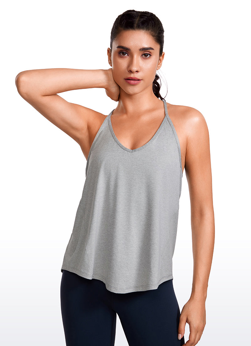 Lightweight Tie Back Halter V Neck Tank