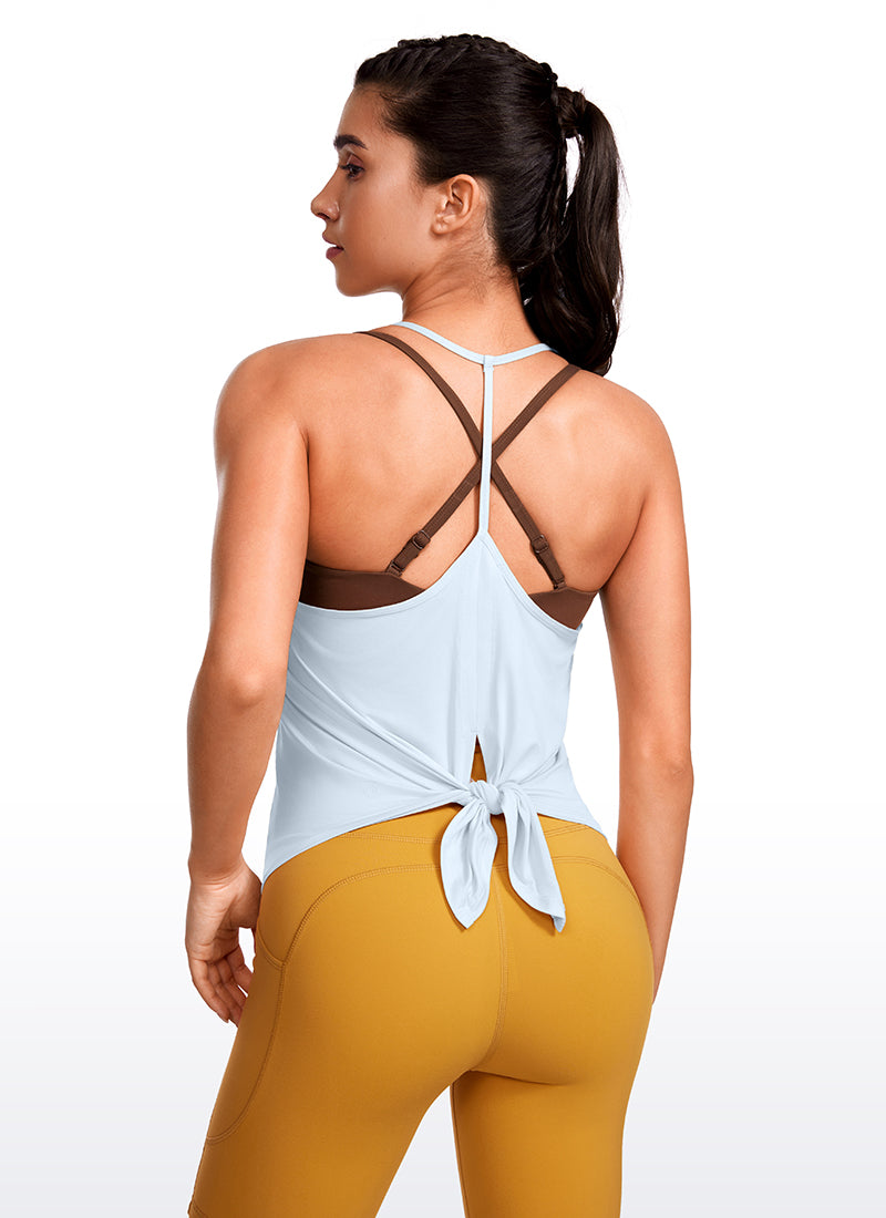 Lightweight Tie Back Halter V Neck Tank