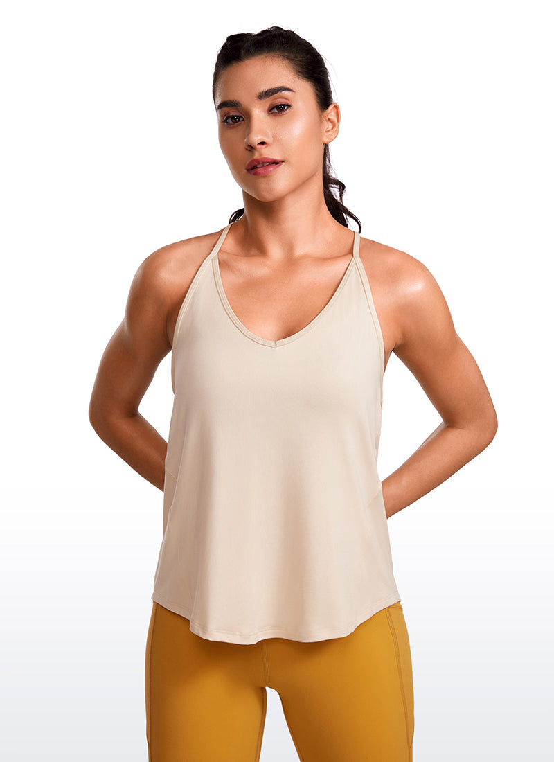 Lightweight Tie Back Halter V Neck Tank