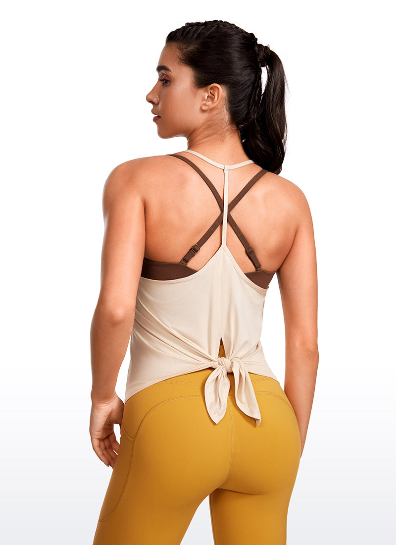 Lightweight Tie Back Halter V Neck Tank