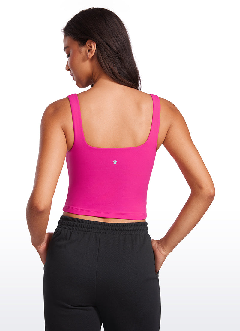CRZ YOGA Women's Yoga Butterluxe Tight Fit Tank Tops Square Neck True Navy