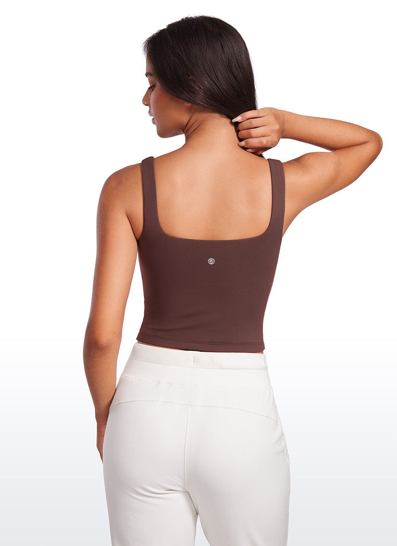 CRZ YOGA Women's Yoga Butterluxe Tight Fit Tank Tops Square Neck True Navy