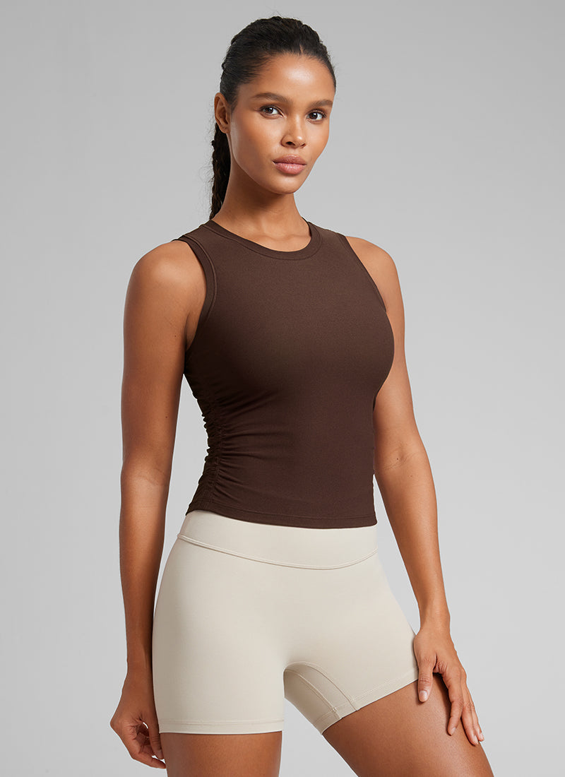 Cloudweight High Neck Ruched Tank Tops