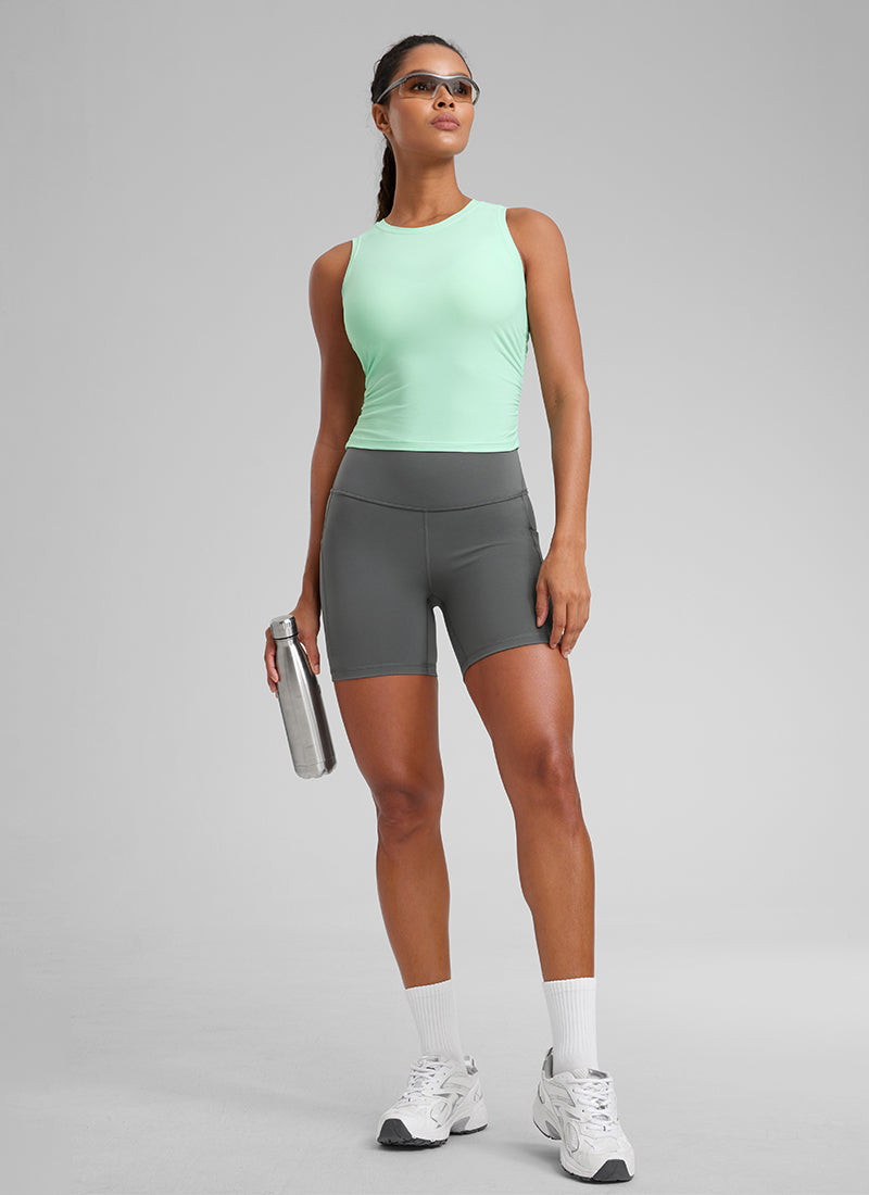 Cloudweight High Neck Ruched Tank Tops